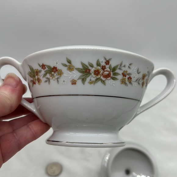 Vintage M Fine China of Japan Arbor Sugar Bowl With Lid #5566 - Picture 8 of 8